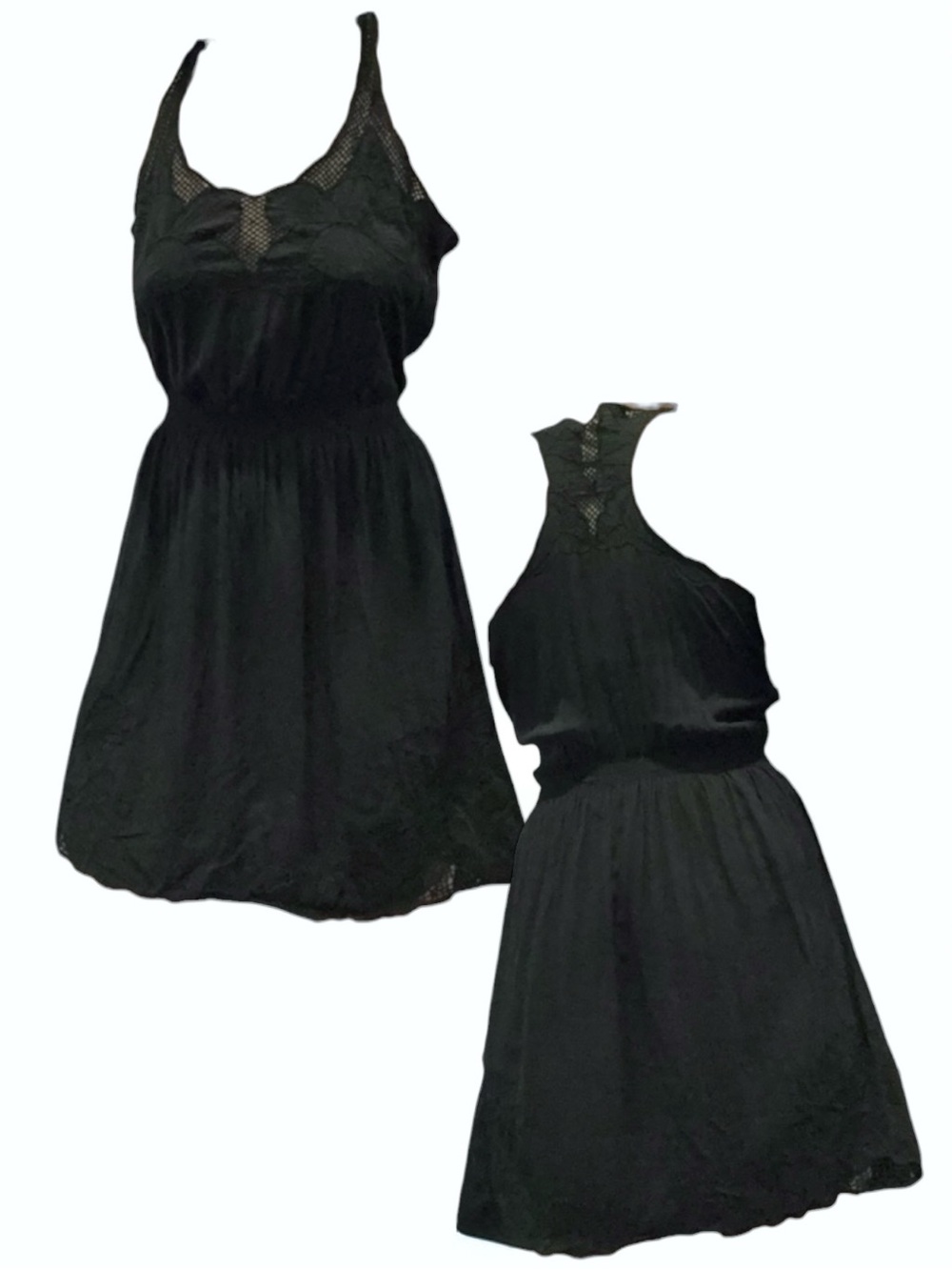 Black Floral Mesh Design Dress